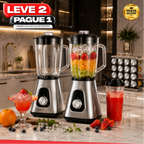 Liquidificador Multiuso 5 em 1 Com 2 Jarras de Vidro + BRINDE: Porta Tempero Vertical 16 Potes - COMPRE 1 LEVE 2
